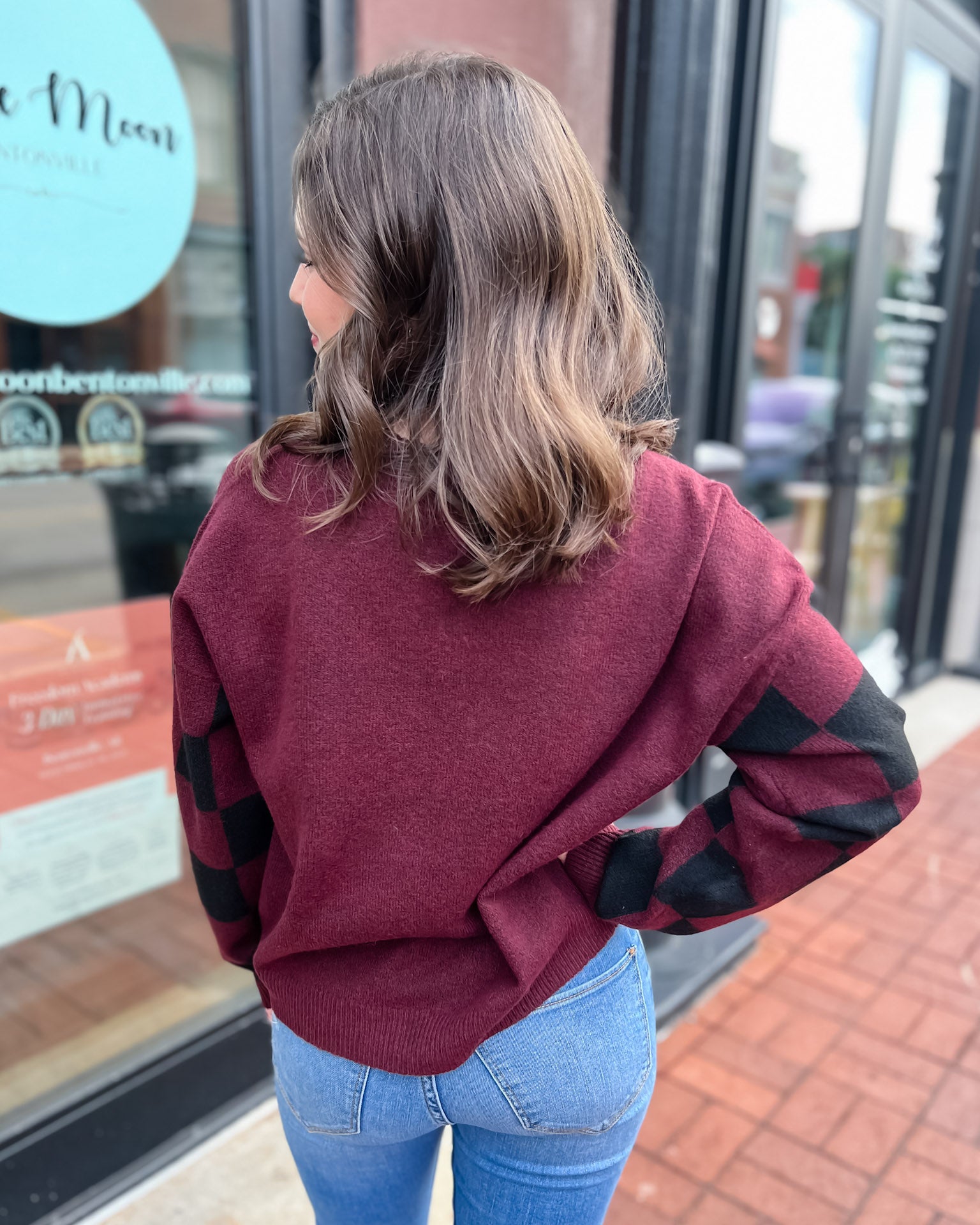 Burgundy Checkered Sweater