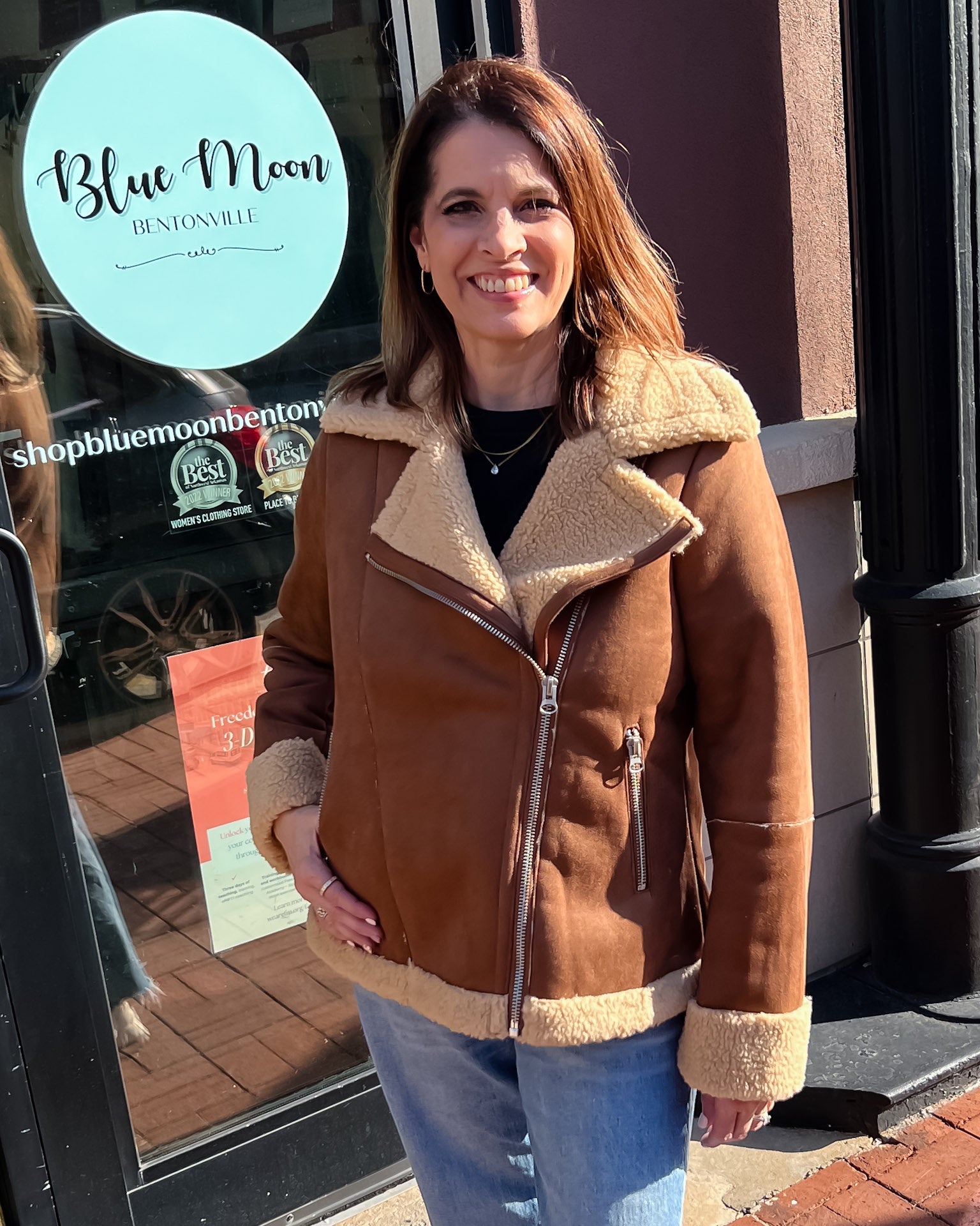 Camel Faux Sherpa Jacket Blue Moon Bentonville Shopbluemoonbentonville