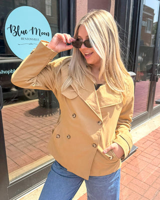 Camel Short Trench Coat - Blue Moon Bentonville
