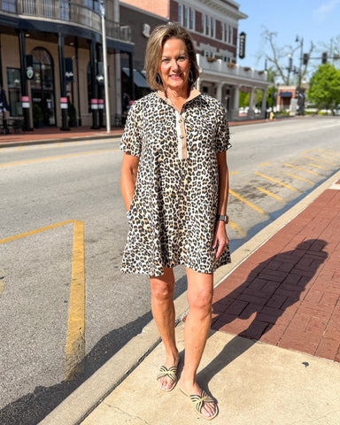 Camel Leopard Mini Dress