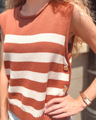 Caramel Striped Sweater Vest - Blue Moon Bentonville