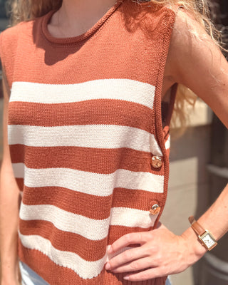 Caramel Striped Sweater Vest
