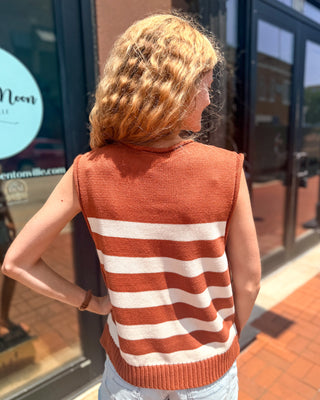 Caramel Striped Sweater Vest