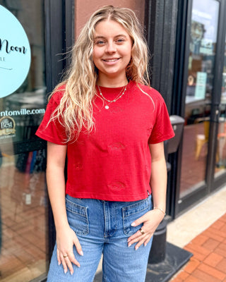 Cardinal Razorback Ritter Cropped T-shirt - Shopbluemoonbentonville