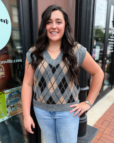 Charcoal Argyle Vest