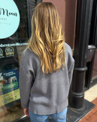 Charcoal Split Neck Sweater - Blue Moon Bentonville