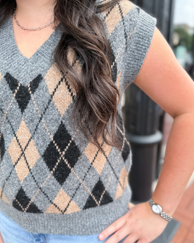 Charcoal Argyle Vest