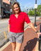 Cherry Red Cable Knit Sweater