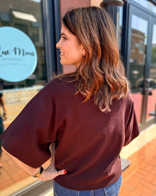 Chocolate Brown Wide Sleeve Sweater - Blue Moon Bentonville