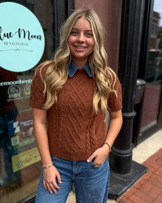 Cinnamon Sweater w/Removeable Denim Collar - Blue Moon Bentonville