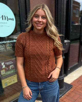 Cinnamon Sweater w/Removeable Denim Collar