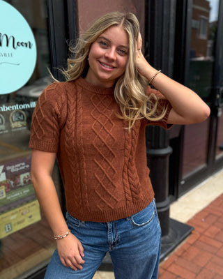 Cinnamon Sweater w/Removeable Denim Collar