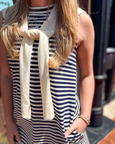 Coastal Chic Striped Mini Dress - preppy navy summer dress - Shopbluemoonbentonville