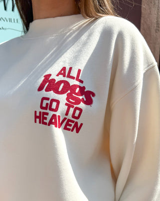 Cream All Hogs Go to Heaven Mock Neck - Blue Moon Bentonville