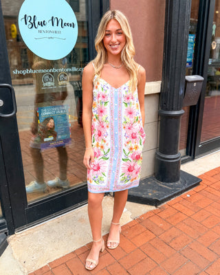 Cream Floral Border Print Sundress - Shopbluemoonbentonville