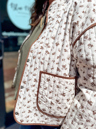 Cream Floral Quilted Jacket - Blue Moon Bentonville