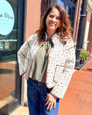 Cream Floral Quilted Jacket - Blue Moon Bentonville