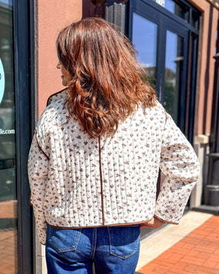 Cream Floral Quilted Jacket - Blue Moon Bentonville
