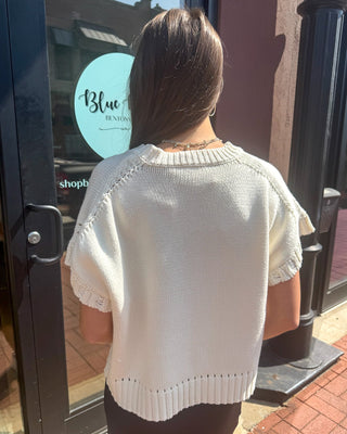 Cream Mallard Duck Short Sleeve Sweater - Blue Moon Bentonville