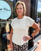 Cream Ribbed Crewneck Top