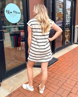 Cream Striped Collared Dress - Shopbluemoonbentonville