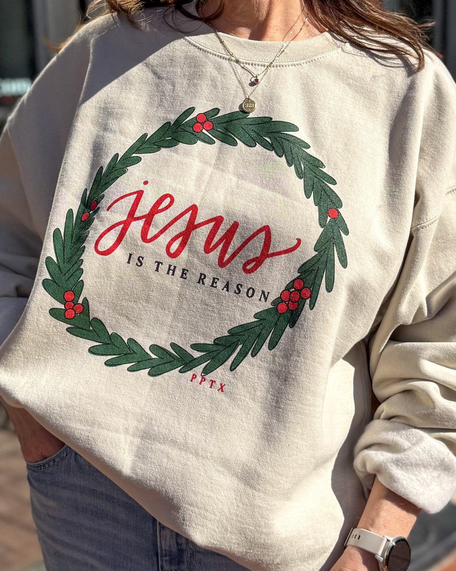 Cream Jesus is the Reason Sweatshirt