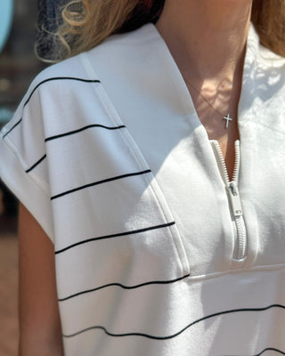 Cream/Black Striped Modal Top