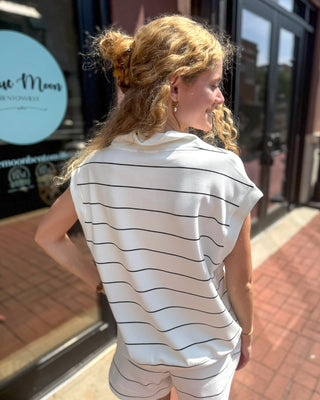 Cream/Black Striped Modal Top