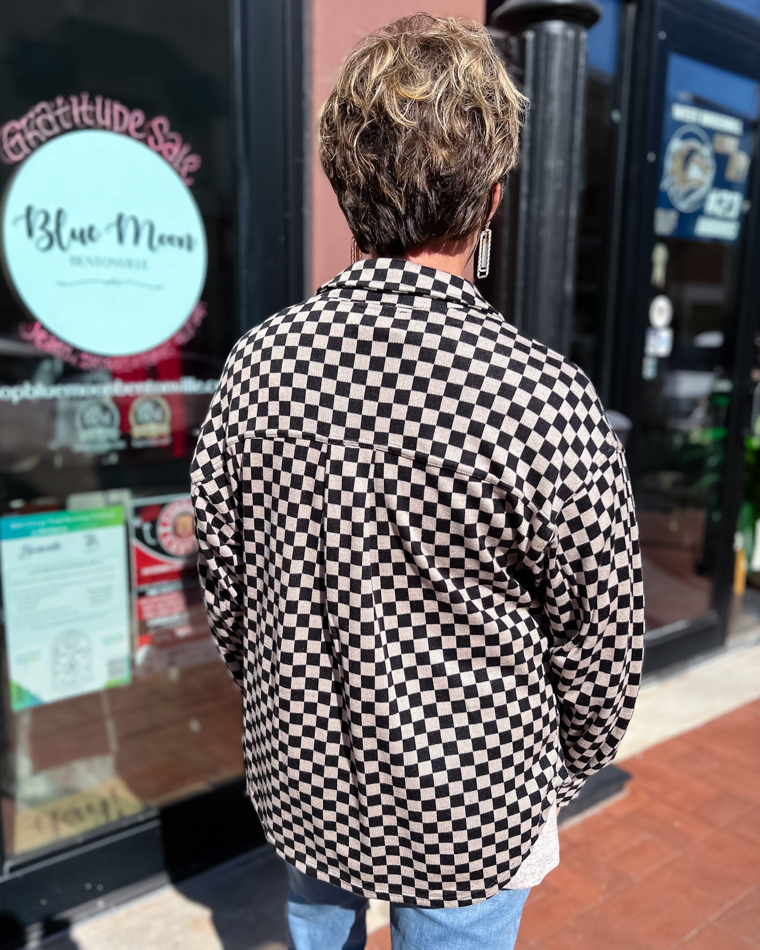 Cream/Black Checkered Shacket