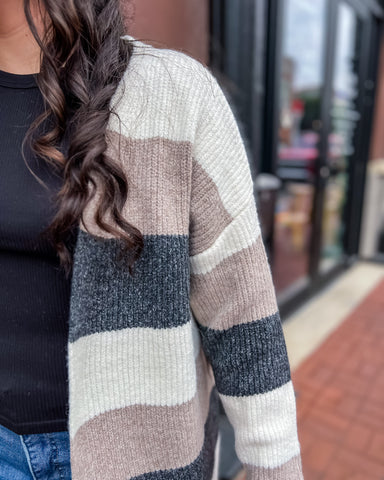 Cream and Beige Colorblock Cardigan