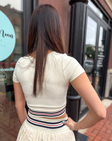 Cream Cropped Top w/Band