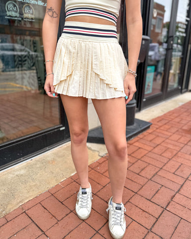 Cream Pleated Skirt