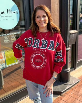 Crimson Razorback Philly Split Sweatshirt - Shopbluemoonbentonville