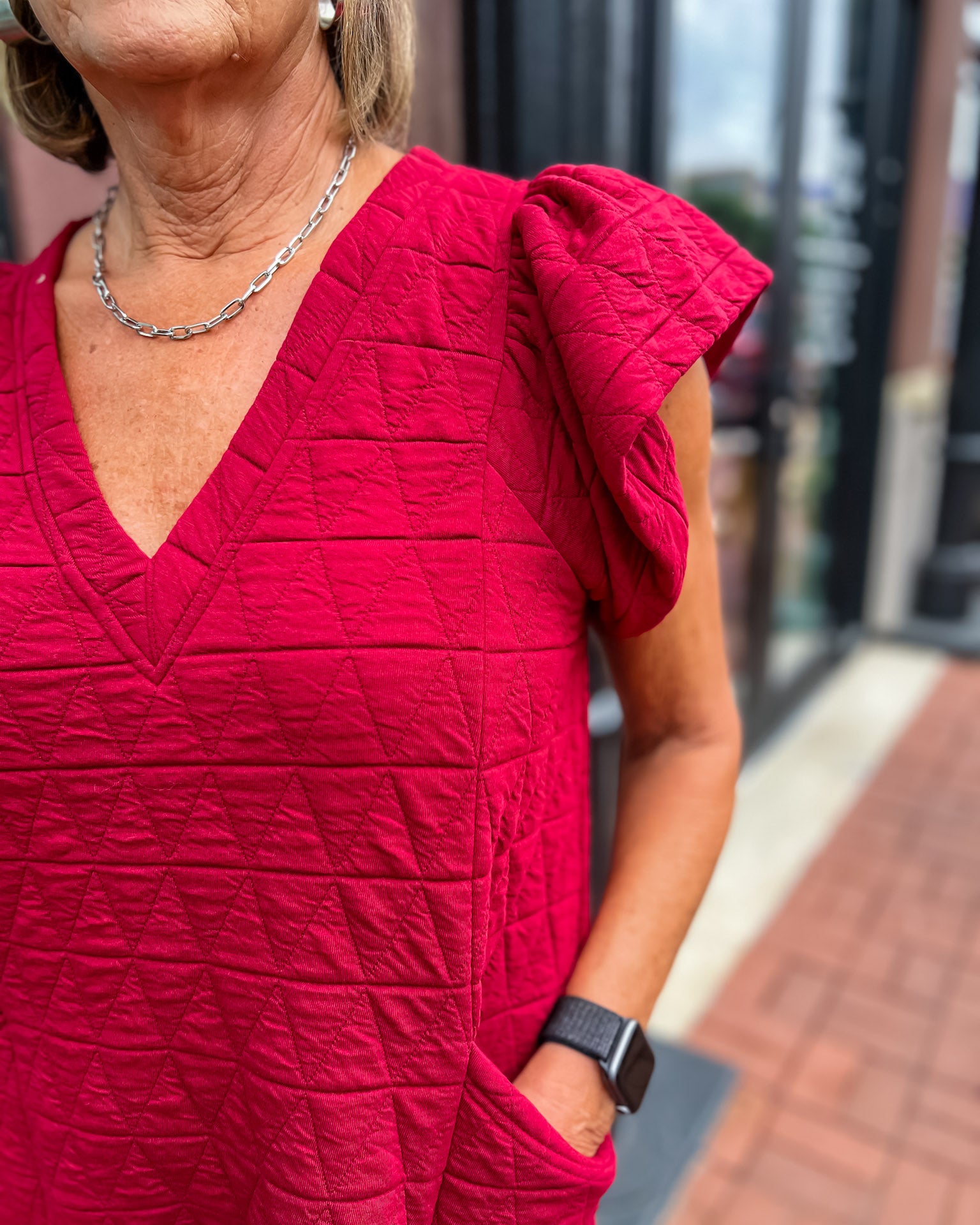 Crimson Quilted Dress