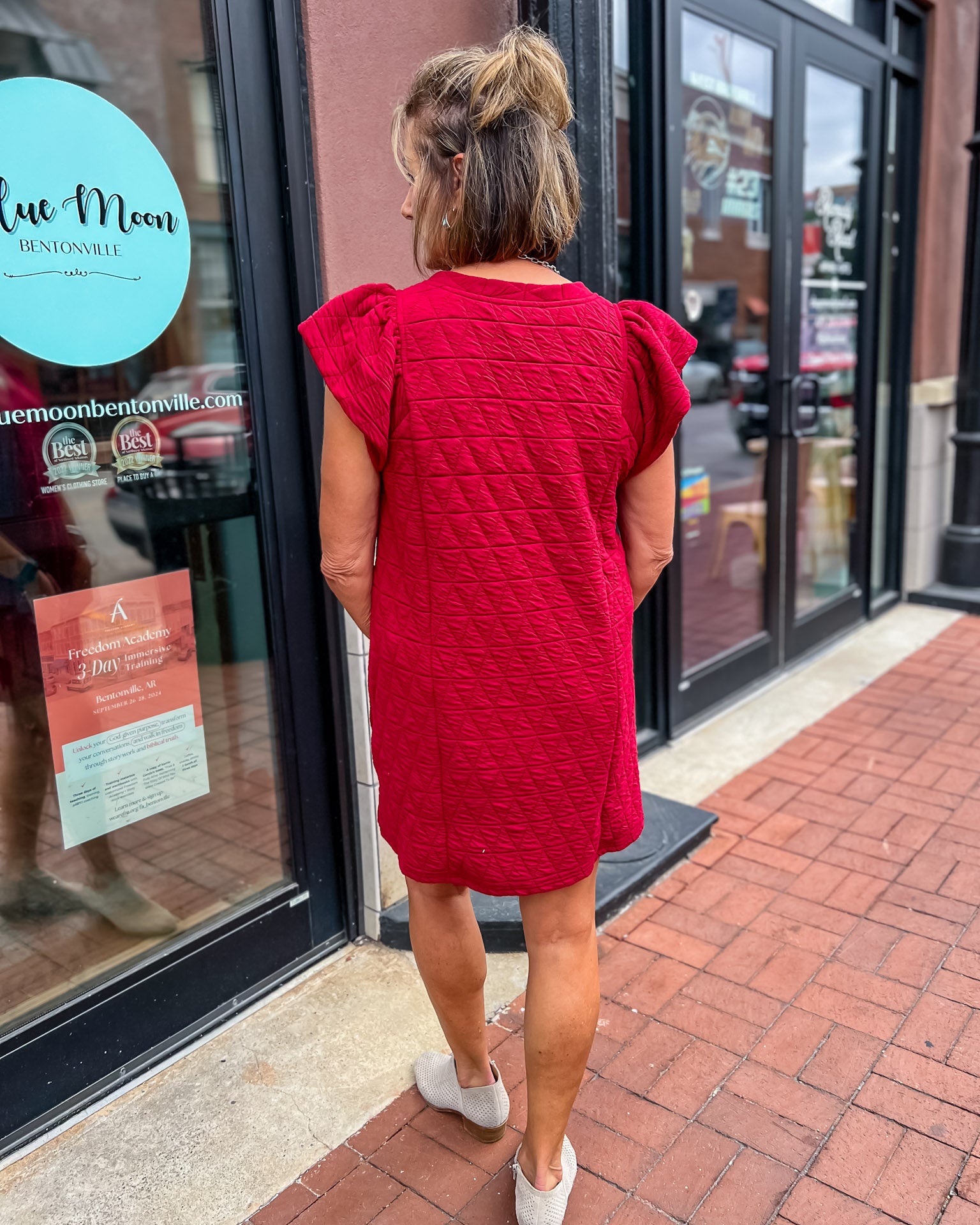 Crimson Quilted Dress