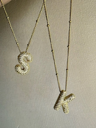 CZ Bubble Letter Necklace - Shopbluemoonbentonville