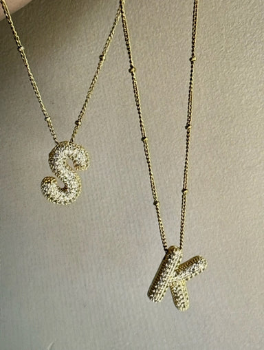 CZ Bubble Letter Necklace