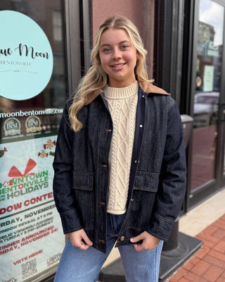 Dark Denim Barn Jacket - Shopbluemoonbentonville