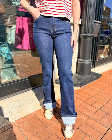 Dark Denim High Rise Rise Bootcut Jeans