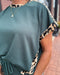Dark Green Lounge Top w/Leopard Accent