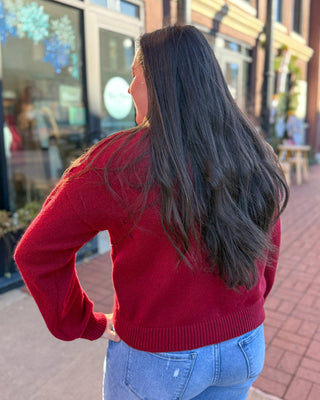 Deep Red Checkered Cardigan - Shopbluemoonbentonville