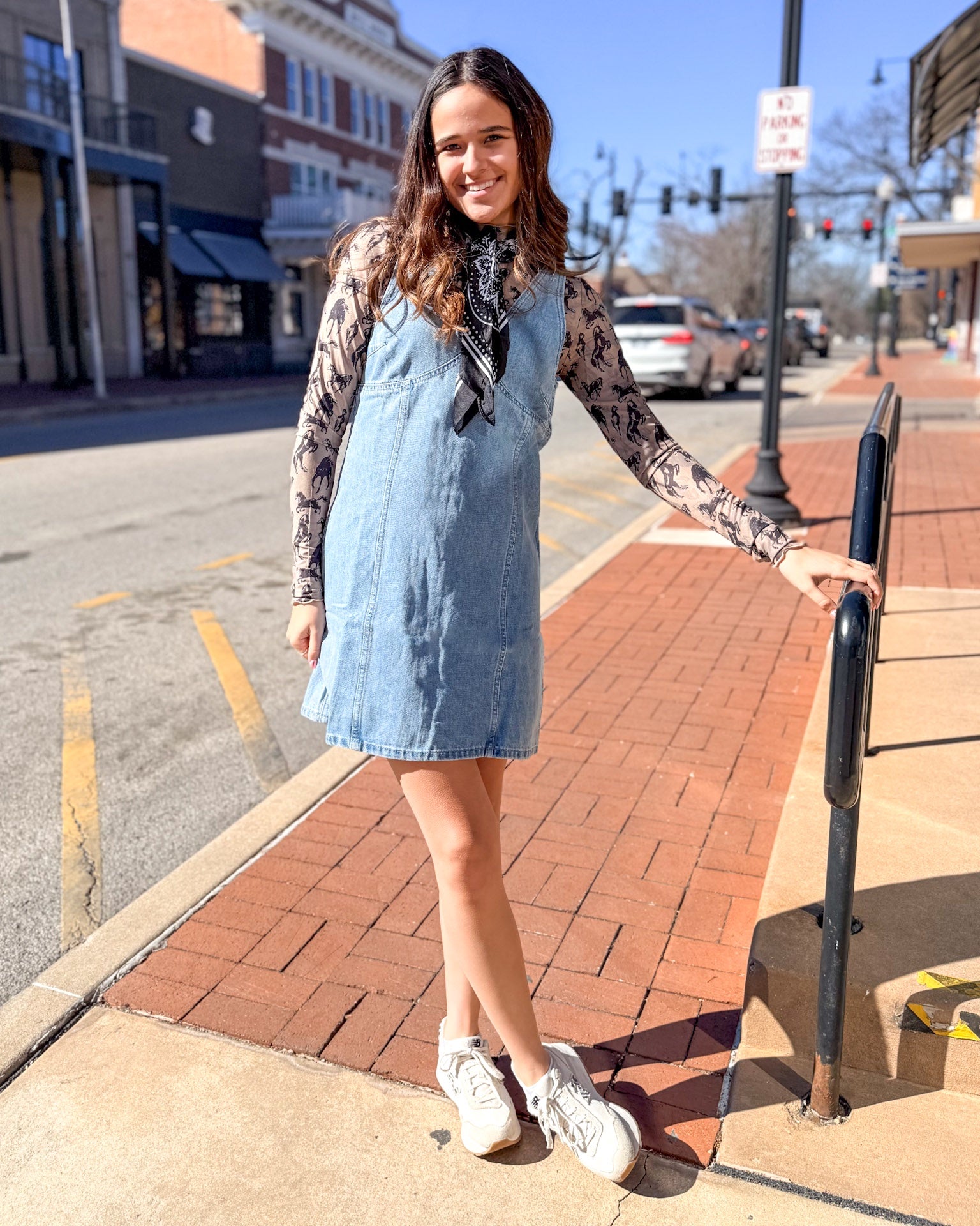 Denim V-Neck Mini Dress