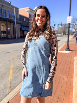 Denim V - Neck Mini Dress - Shopbluemoonbentonville