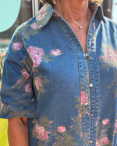Denim Floral Print Dress