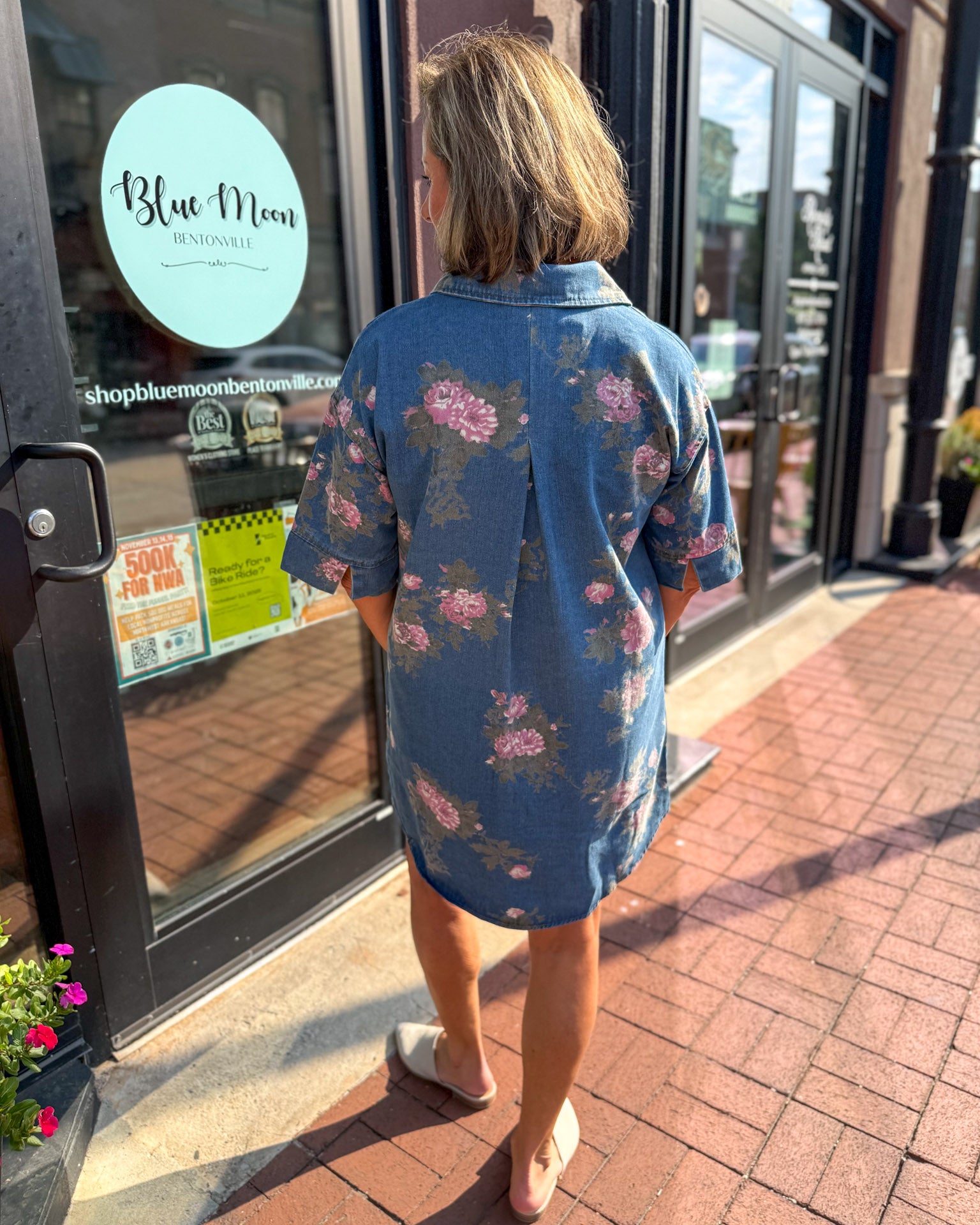Denim Floral Print Dress