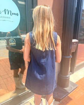 Denim Sleeveless Exposed Seam Mini Dress