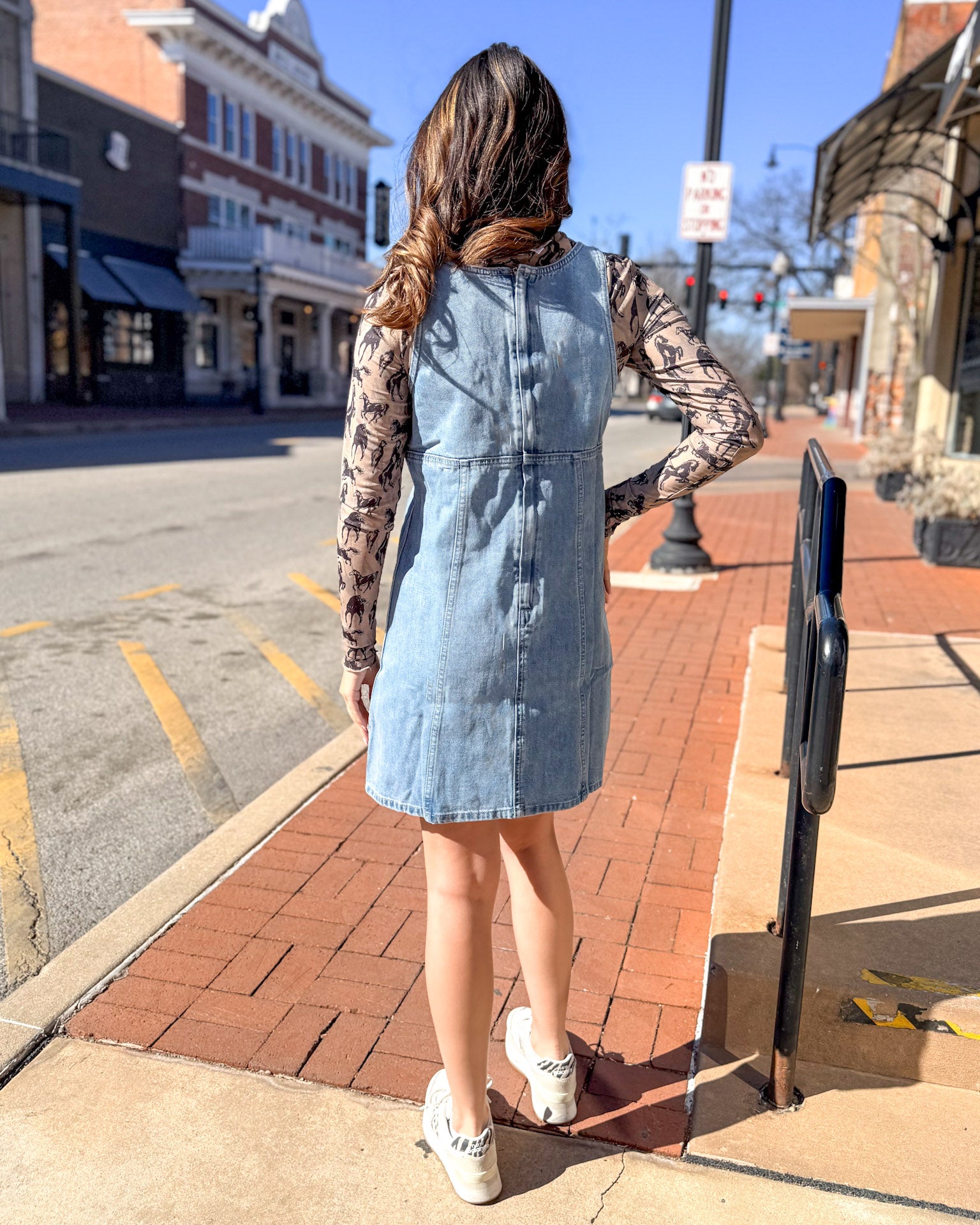 Denim V-Neck Mini Dress