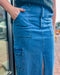 Denim Cargo Midi Skirt