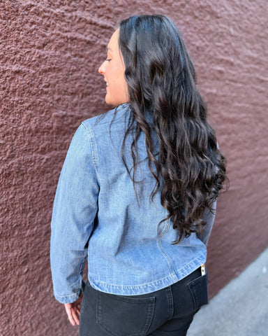 Denim Jacket with Gold Buttons