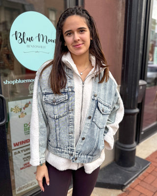 Denim/Sherpa Jacket - Shopbluemoonbentonville